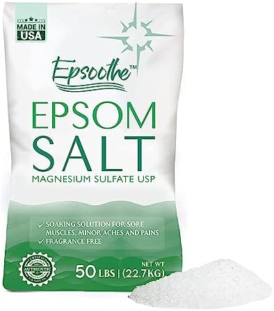 Epsom Bath Salt, Magnesium Sulfate USP, Unscented, Fine Grain, 50 Pound Bag (Packaging May Vary)