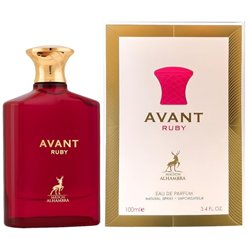 Maison Alhambra Avant Ruby – Fruity, Floral, Musky, Powdery – Eau de Parfum Spray Long-Lasting Fragrance for Women, 3.4 Ounce / 100 ml