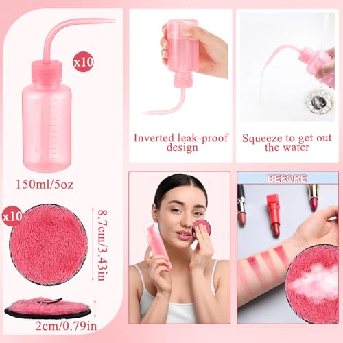 60 Pcs Lash Shampoo Brushes Set 10 Lash Shampoo Brushes 10 Mascara Tubes and Wands 10 Foam Pump Bottle 10 Cleaning Rinse Bottles 10 Makeup Remover Pad 10 Aftercare Drawstring Bag(Pink)