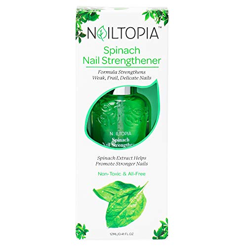Nailtopia - Nail Strengthener - For Weak, Frail, Delicate Nails - Plant-Based, Non Toxic, Bio-Sourced, Nourishing & Hardening Superfood Treatment - Spinach Extract (Clear) - 0.41 oz