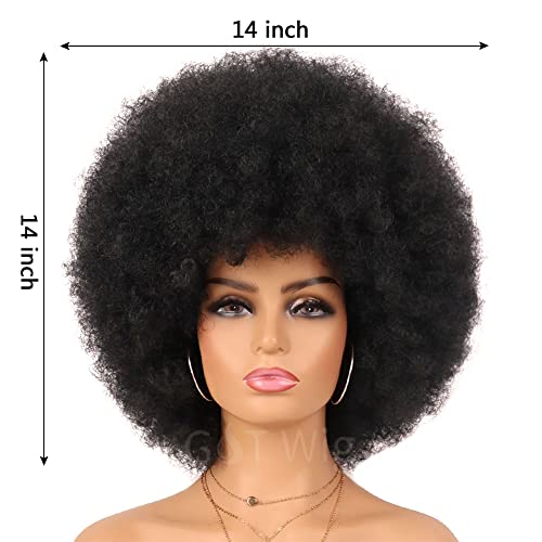 G&T Wig 70's Afro Curly Wigs for Black Women Glueless Wear and Soft Black Afro Wigs Large Bouncy and Soft Natural Looking Full Wigs for Daily Party Cosplay Costume Halloweeen(1B)