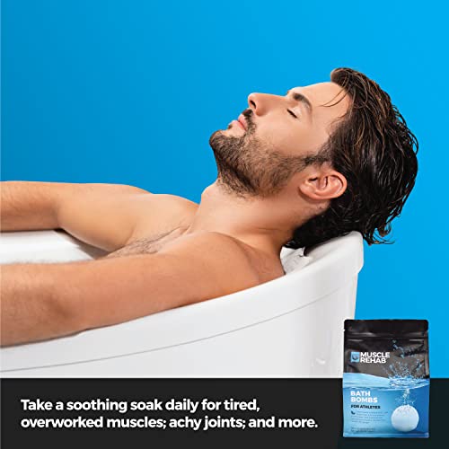 Epsom Salt Bath Bombs with Arnica – Muscle Recovery Bath Soak for Aches & Tension Using Clary Sage, Vetiver & Eucalyptus – Magnesium Bath Bombs | Transdermal Bath Soak for Muscle Pain, 4 Bombs