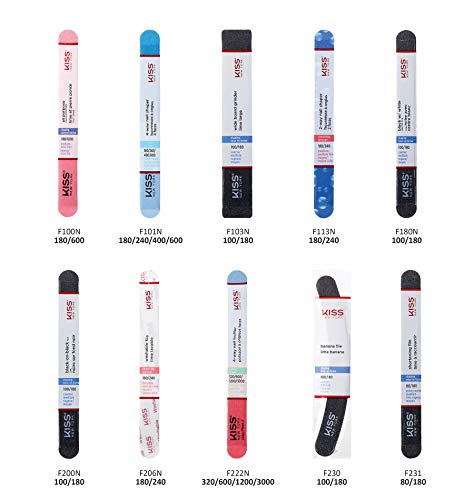 KISS Nail Files Wide Board Grinder (12 pieces) F103N Double Sided, Reusable, Washable