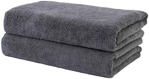POLYTE Professional Quick Dry Lint Free Microfiber Hair Drying Salon Towel, 20 x 40 in, 2 Pack (Dark Gray)