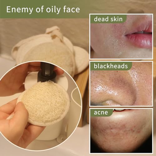 Loofah Face Scrubber Made with Natural Egyptian Shower Luffa Sponge(6Pack),Exfoliating Facial Scrub Pads Facial Sponge for Women