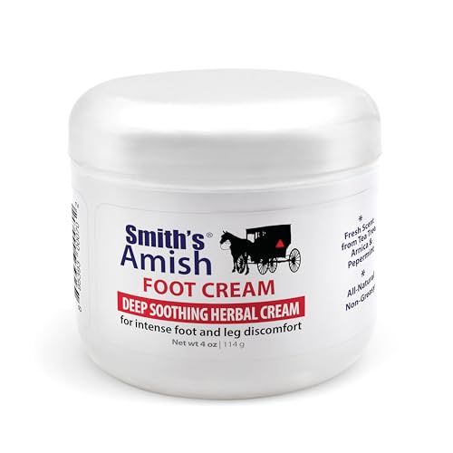 Smith's Amish Foot Cream (4 oz.) Deep Soothing Herbal Cream for Intense Foot and Leg Discomfort including Burning, Cramping and Restlessness Sensations