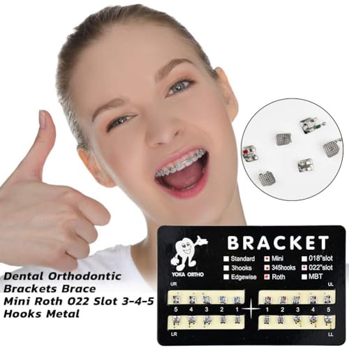 60Pcs Tooth Brace Teeth Model Mini Roth Brackets Roth 022 Slot Bondable with Hook on 347 (60pcs-Black)