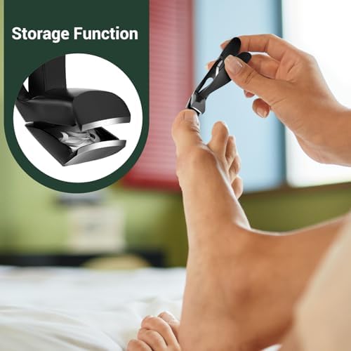 German Nail Clippers for Men, VANWIN Toenail Clippers for Thick Nails for Seniors with 16mm Wide Jaw, Ergonomic Heavy Duty Angled Head Toe Nail Clippers with Catcher Fingernail Clipper for Women Black