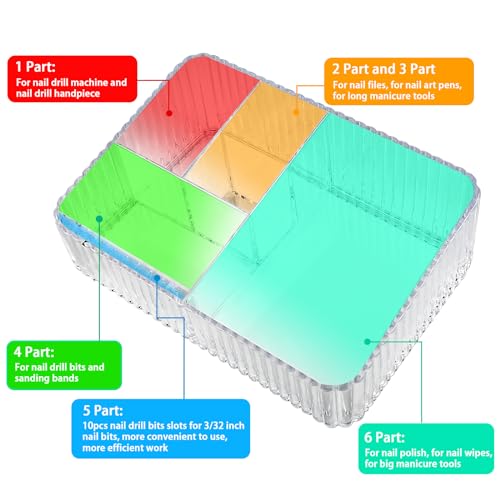 Nail Drill Machine & Bits Storage Box, 10 Holes Transparent Acrylic Drill Bit Holder, Plastic Nail Drill Tool Displayer Holder Case for Nails, Professional Nail Drill Grinding Bit Organizer