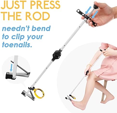 Foldable Long Handle Toenail Clippers Scissors, Easy Reach Pedicure Auxiliary Tools, Extended Nail Clippers for Seniors,Overweight, Hip and Waist Patients| Easy to Carry(with Magnifier, 32Inch)