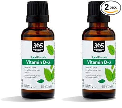 Whole Foods Market, Liquid Vitamin D-3, Mint Flavor, 1 oz (Pack of 2)