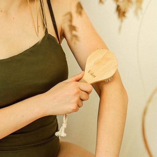 Esker Dry Brush: Skin Exfoliating Full Body Brush for Better Circulation and Energy Flow, Made with Natural Tree Wood, Perfect for Bathing or Shower Routine