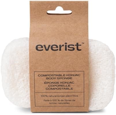 The Compostable Konjac Sponge, 100% Natural Plant-Fiber Cleansing & Reusable Shower Sponge for Smoother Skin, Gentle Exfoliation, 1 Each