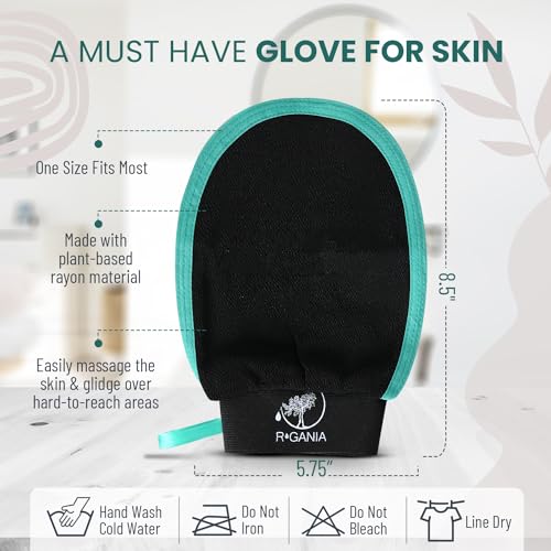 R'GANIA Deep Exfoliating Glove & Back Exfoliator – 100% Viscose. Korean Exfoliating Mitt for Removing Dead Skin, Keratosis Pilaris & Self-Tan – Full Body Exfoliator for Smooth, Glowing Skin