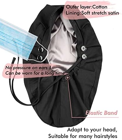 Satin Lined Work Cap with Button for Long Hair Women