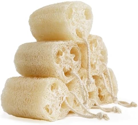 Natural Loofah Sponge, Organic Bath Loofah Pack, Lufas Exfoliating Body Scrubber, Loofas Sponges Shower Loofah for Women and Men, Skin SPA Ecotools- 6 Pack