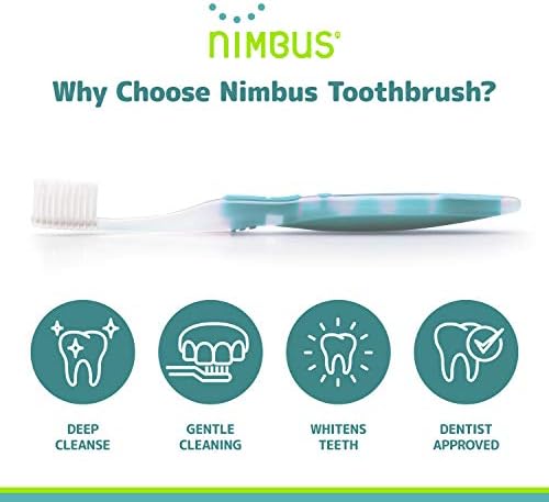NIMBUS Extra Soft Toothbrushes (Compact Head), Periodontist Design Tapered Bristles for Sensitive Teeth and Receding Gums, Individually Wrapped Plaque Remover Travel Toothbrush (10 Pack, Colors Vary)