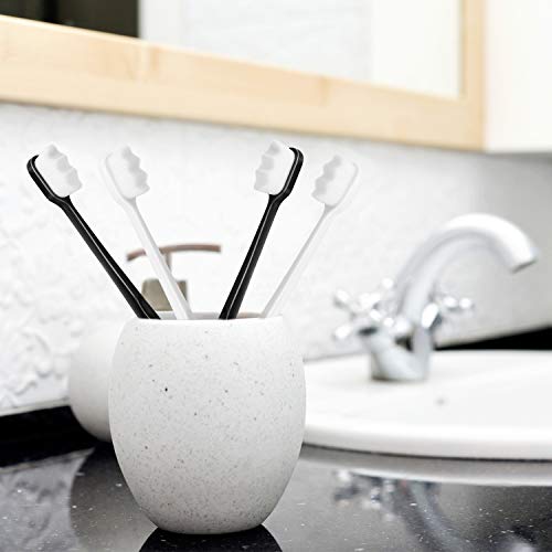 Adult Extra Soft Toothbrush with 20000 Soft Bristles, (Pack of 6) Micro Nano Manual Toothbrushes for Protect Sensitive Gums, Black/White