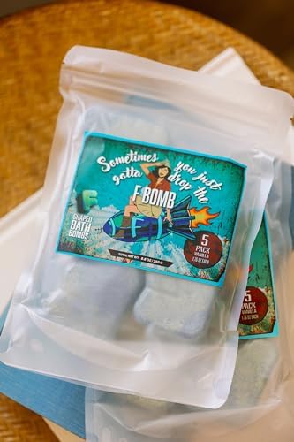 F Bath Bombs for Women Relaxing - Bath Bombs for Sensitive Skin - Set of 5 - F Shaped Funny Gag Gift Set - Natural Bath Essentials for Women Relaxing