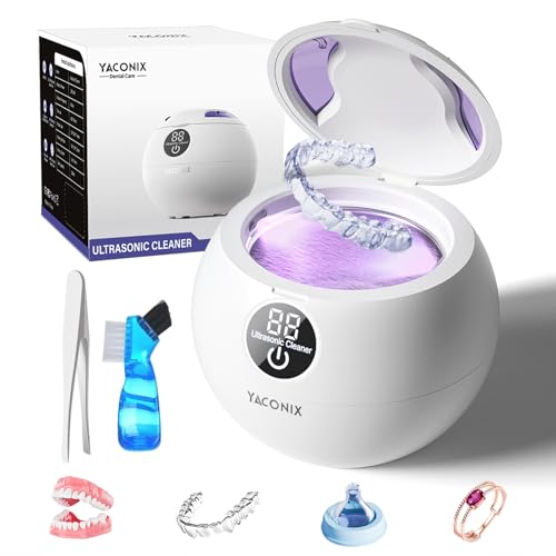 Retainer Cleaner Machine 45kHz Ultrasonic Dental Retainer Cleaner with 3 Modes and Digital Timer Mouth Guard for Retainer Clean, Denture Clean, Night Guard, Braces, Aligner, Jewelry 200ML