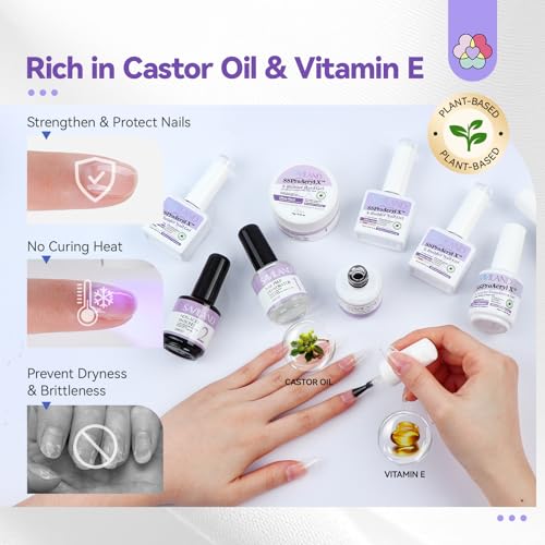 SAVILAND Builder Nail Gel Kit with Nail Drill: Clear Pink Nude White Gel Builder for Nails VE Castor Oil Ultra - Hard Gel with U V Lamp Base Top Coat for Nail Apex Extension Strengthener SSProAcryl X