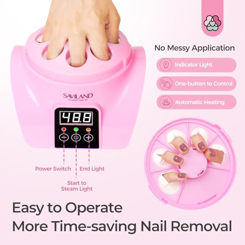 SAVILAND Nail Polish Remover Machine:Gel Polish Revmover Steam Quick Remove Gel Acrylic Nail Remover | Dip Powder Remover Gentler Portable U V Gel Nail Electric Nail Polish Remover Nail Salon Home DIY