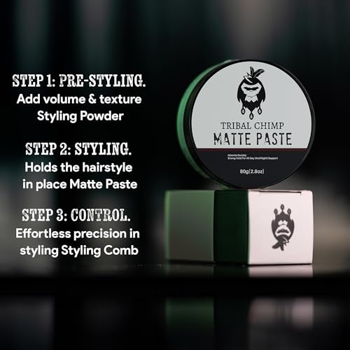 Matte Hair Styling Paste for Men – Medium to Strong Hold, Matte Finish, Easy to Apply & Wash Out – Styling Paste for All Hair Types, Texture & Volume Boost – 80g