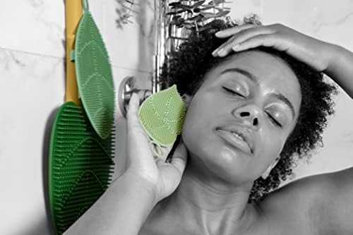 Daily Leaves of Life Silicone Scrubber - Set - Includes 3 Leaf-Shaped Silicone Scrubbers. Each Scrubber is Uniquely-Sized to Cleanse and Exfoliate Your Face, Body and Feet.