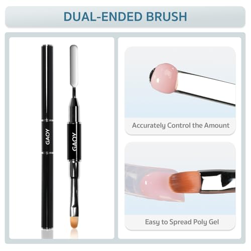 GAOY Slip Solution Kit for Poly Gel Nails, 145ml Nail Extension Gel Liquid Solution, Anti-stick Gel Solution with Brush and Dual Forms for Nail Art DIY