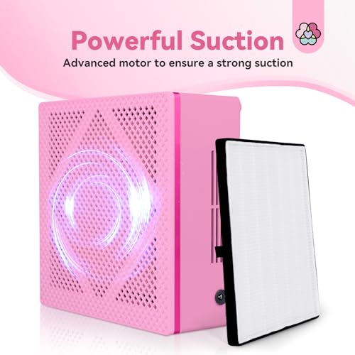 SAVILAND Nail Dust Collector Strong Suction: 60W Dust Collector Nail tech Electric Acrylic Extractor De Polvo De Uñas Profesional Detachable Filter Nail Dust Brush Nail Tech Quiet Nail Salon Home