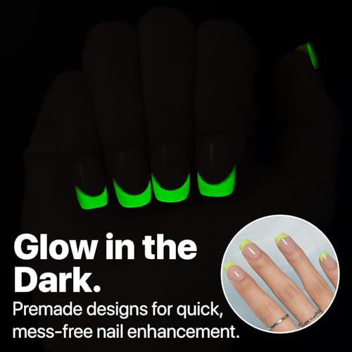 SXC Cosmetics X-Pro Tips French Tip Press On Nails - Bright Pastel Glow in the Dark Series (GLOW113KIT-XS Square)