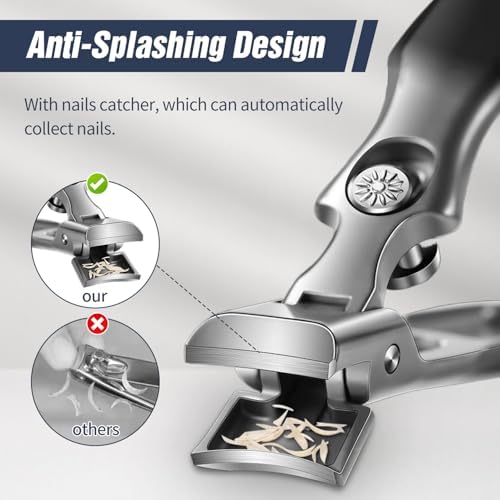 German Nail Clippers for Men, 2025 Upgraded Ultra Sharp Stainless Steel Nail Clippers for Thick Nails, The Luxurious Ultra Sharp Nail Clippers Set with Nail File for Seniors Men Women (Silver)