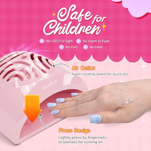 MelodySusie Portable Kids Nail Dryer, Mini Nail Fan Quick Nail Dryer for Regular Polish Manicure Tool, Safe for Hands, Skin, Children's Gift, Great Gift for Girls