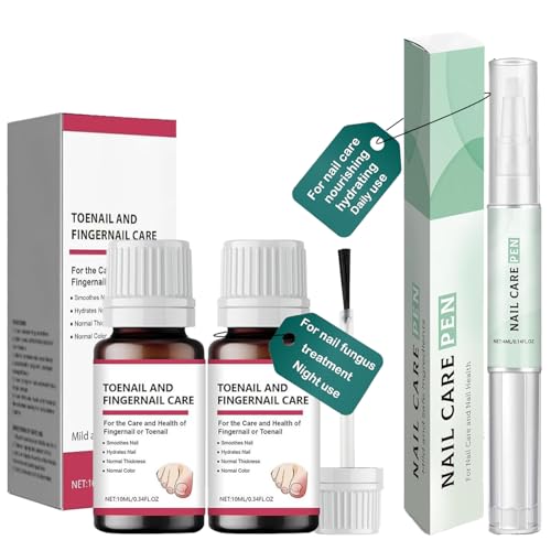 Toenail and Fingernail Repair and Care Set,2 Bottles Solution Repair and Renew Discolored and Damaged Nails as well as Thick Toenails,1 Nail Care Pen for Daily Nails Care Moisturize and Nourish