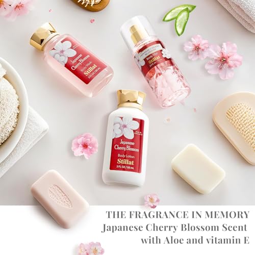 Bath and Body Travel and Gift Sets, Cherry Blossom Spa Shower Set for Teenager and Her, Including Body Wash, Body Lotion and Fragrance Body Mist, for Birthday Anniversary Wedding Christmas New Year