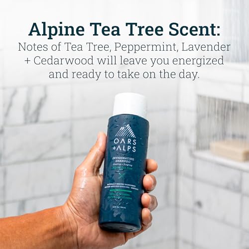 Oars + Alps Men's Sulfate Free Hair Shampoo and Conditioner Set, Infused with Witch Hazel and Tea Tree Oil, Alpine Tea Tree, 12 Fl Oz Each