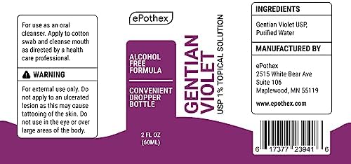 Gentian Violet USP 1% Topical Solution 2oz I Alcohol Free Infant Oral Cleanser I Nursing Safe Formula