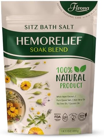 Fivona Sitz Bath Soak Blend for Hemorrhoids and Postpartum Recovery - Epsom Salt and Essential Oils Soaking Mix - 14.1 oz - Natural Care for Fissures and Bartholin Cysts