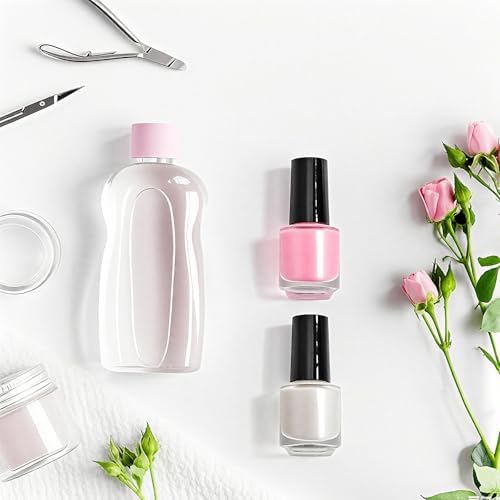 ZENFUN 50 Pack 5 ml Empty Nail Polish Bottles with Brush Cap, Clear Nail Polish Containers with 6 Funnel in Bulk, Glass Refillable Nail Bottles for Nail Art, Samples
