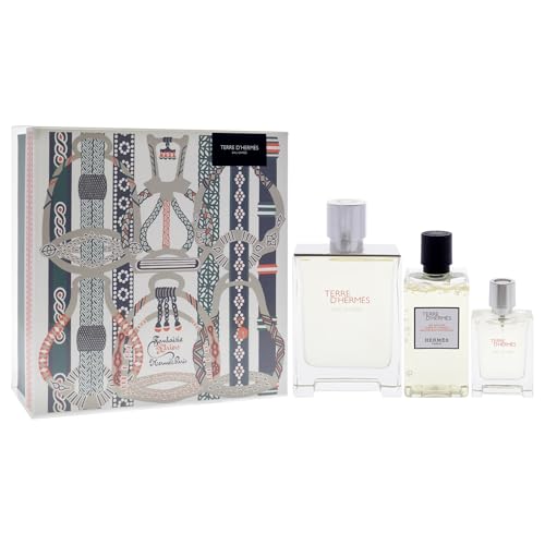 Terre DHermes Eau Givree by Hermes for Men - 3 Pc Gift Set 3.3oz EDP Spray, 0.41oz EDP Spray, 2.7oz Shower Gel
