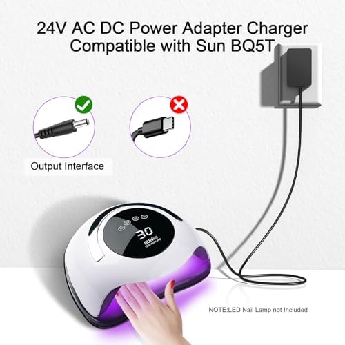 for Sunuv Nail Lamp Power Supply UL Listed, 24Vdc Power Supply Compatible with SUNUV SUN3 SUN2C Sun 4 SUN6 SUN8 SUN9C 48W UV LED Nail Lamp Gel Nail Polish Dryer