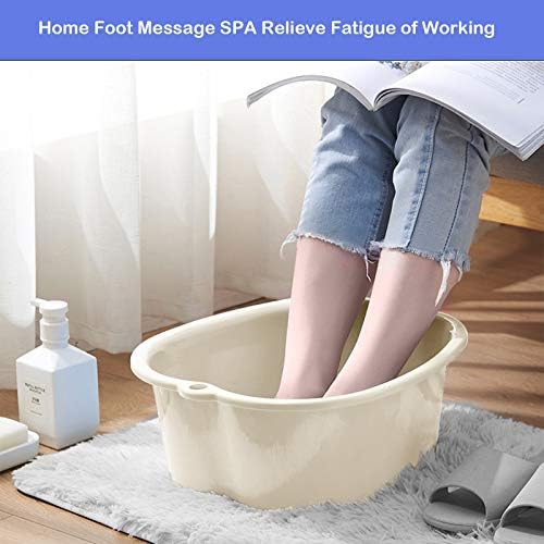 Foot Soaking Bath Basin: Plastic Foot Spa Basin for Soaking Feet - Foot Soaking Tub with Massage Dots - Roomy Foot Soak Bucket for Water Spa and Foot Massage (White)
