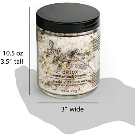 Hemlock Park Detox Essential Oil Bath Soak | Naturally Soothing Mineral Sea Salt and Botanicals | 10.5 oz Jar | Eucalyptus & Ginseng