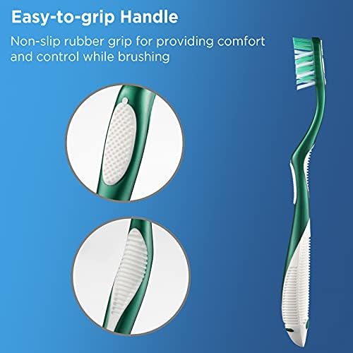 Firm Toothbrushes with Covers for Adults, Cross Hard Bristles, with Built in Tongue Scraper, 6 Count
