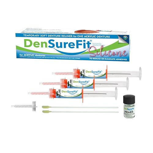 DenSureFit Upper Denture Reline Kit, Soft Silicone Denture Reliner Repair and Care Combo Kit with Extra Comfort Liner, Refit and Tighten for a Secure, Comfortable Fit