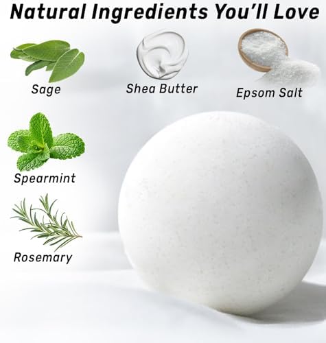 Sage Bath Bombs Spiritual Bath Energy Clearing Protection Shielding Smokeless Smudging Sage Rosemary and Spearmint Relaxation Stress Relief Spa Gift