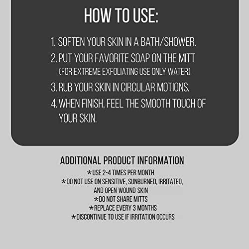 Valitic Exfoliating Glove Body Scrubber - Exfoliating Mitt Dead Skin Remover, Shower Face and Body Exfoliator - Korean Style Skin Scrubber Washcloth - Spray and Self Tan Remover, Pair Black