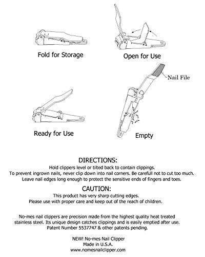 Fingernail Clipper, Catches Clippings, Built-in Nail File, Made in USA