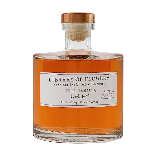 Library of Flowers True Vanilla Bubble Bath, 17 fl. oz. - Bergamot, Dark Vanilla & Amber – Relaxing & Gentle Bubble Bath Soap, Skin Hydrating & Deep Moisturizing, Cocoa Butter & Green Tea