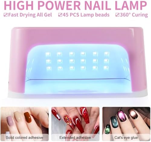 U V Light for Gel Nails, LimeGirl Nail Lamp LED Nail Lamp Professional with 4 Timer, 45 Lamp Beads and Automatic Sensor, Nail Cure Lamp for Gel Polish Acrylic Nail Powder (Pink)